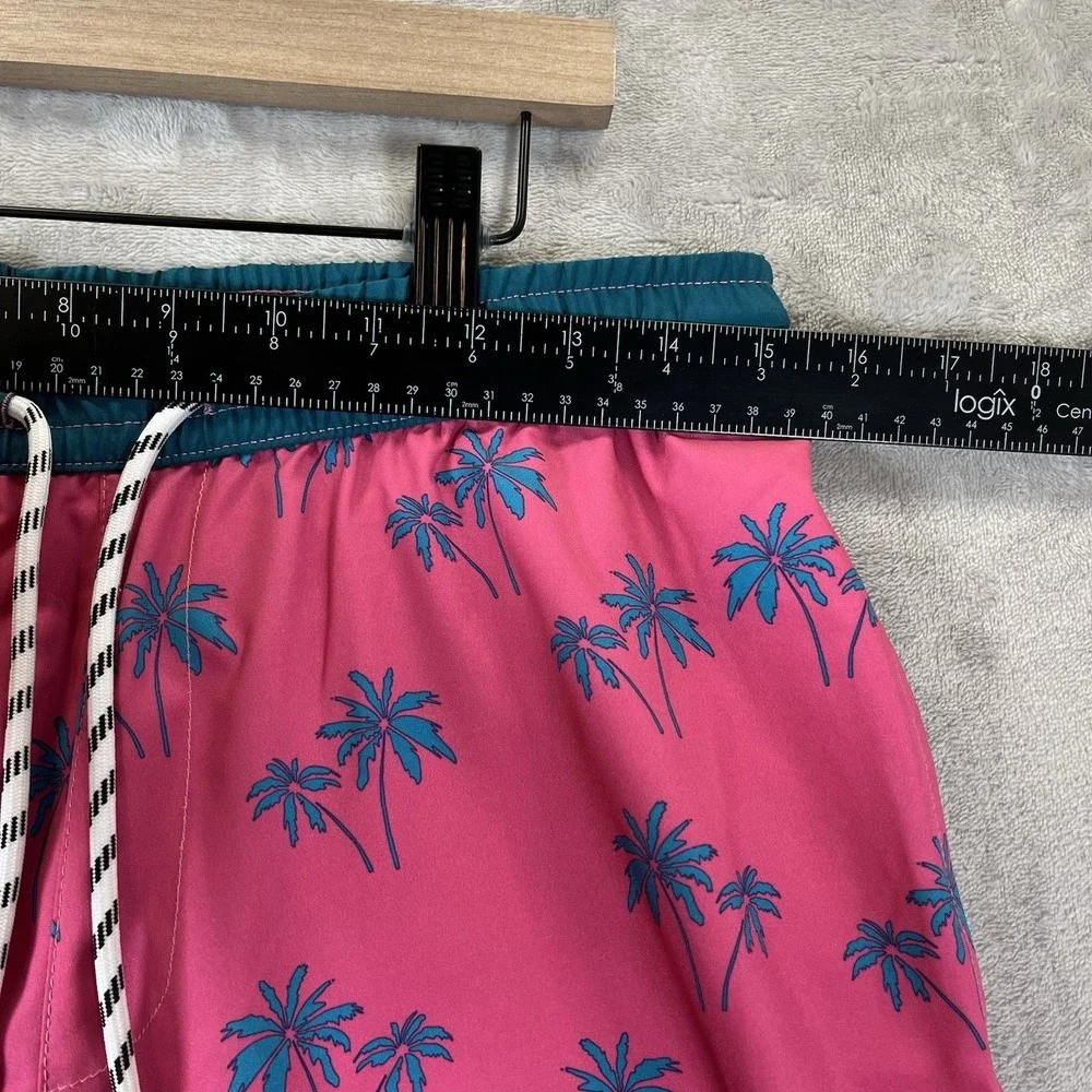 Public Record Swim Trunks Mens M Pink &‎ Teal Palm Trees